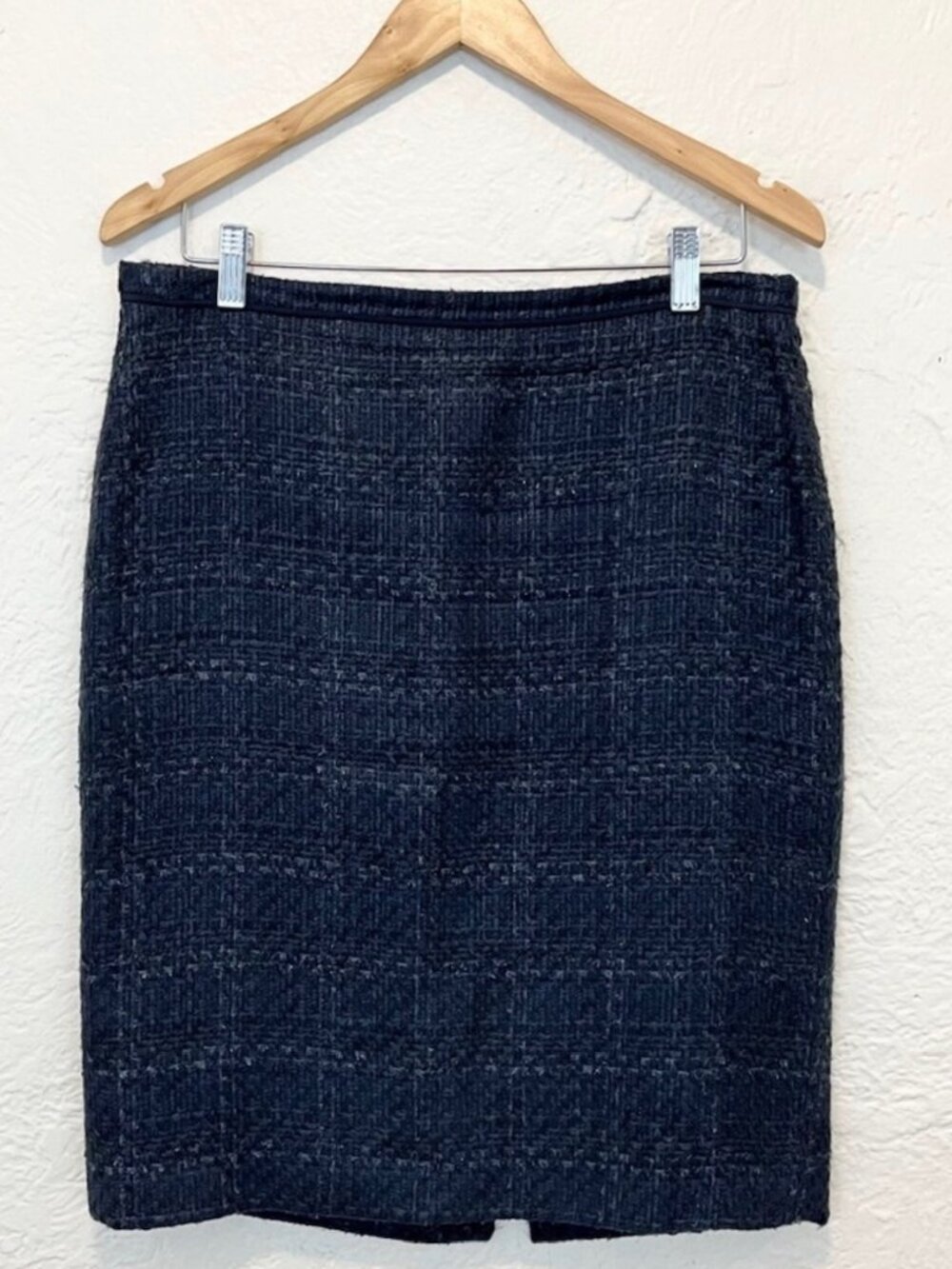 Tory Burch Womens Tweed Drew Skirt Blue Shimmer Size 14